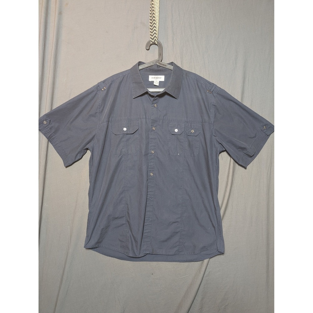 Beyond The Limit Mens 3XL Navy Blue Short Sleeve Button Up Shirt Work Casual